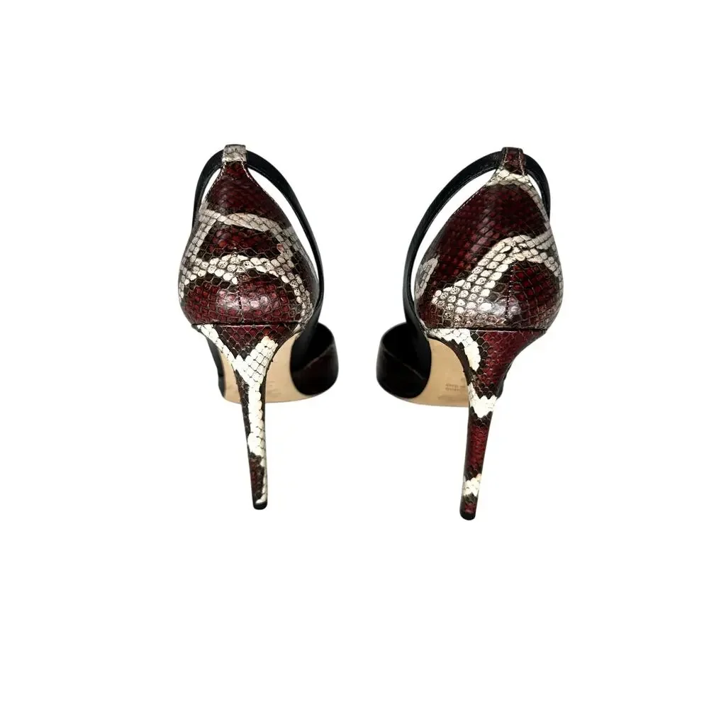 Alejandro Ingelmo Leather Snake Skin Pointed Pumps Heels Brown Size 38